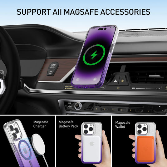 [Magsafe Comptible] Apple iPhone 14/Pro/Pro Max/Plus Glitter Gradient Transparent Shockproof Blingbling Series Case