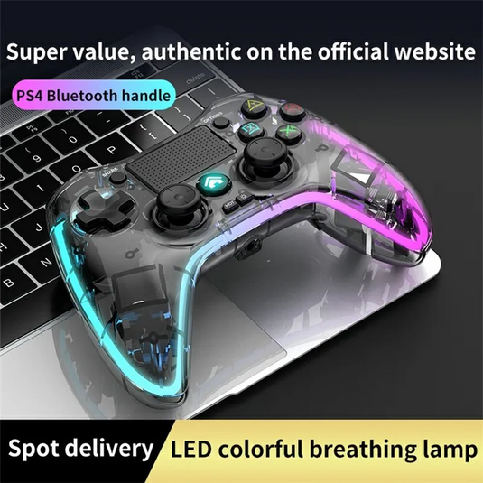 Nintendo Switch PS4 Game Consoles P05 Transparent Wireless Controller Bluetooth Handle Portable Gamepad with RGB Lights - Polar Tech Australia