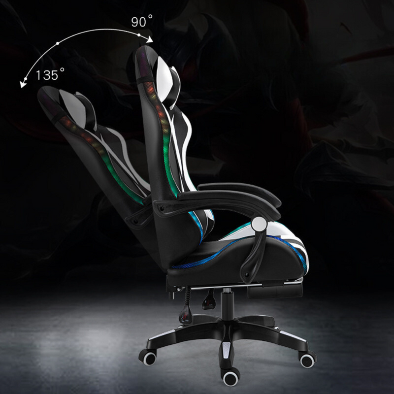 Load image into Gallery viewer, [Built-in RBG LED Light] PU Leather Latex Cushion Gaming Racing Chair Office Chair - Polar Tech Australia
