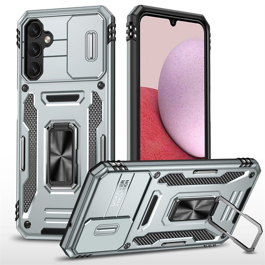 Samsung Galaxy A16 (SM-A165/SM-A166) - Lens Push Window Mechanics Series Case With Finger Ring Stand