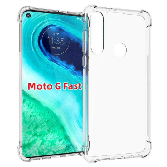 Motorola Moto G Fast - AirPillow Cushion Transparent Soft Clear TPU Four Corners Protective Case With 2PC 9H Tempered Glass Screen Protector