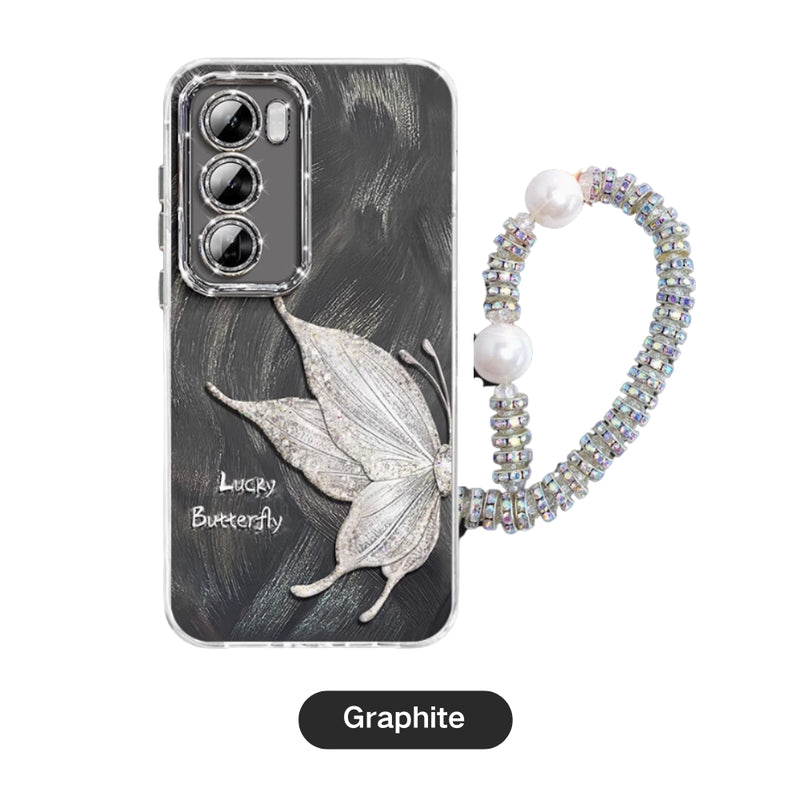 Load image into Gallery viewer, OPPO Reno 12 5G (CPH2625) - Simple Lucky Butterfly Fashion-Forward Series Case With Pearl Hanging Rope
