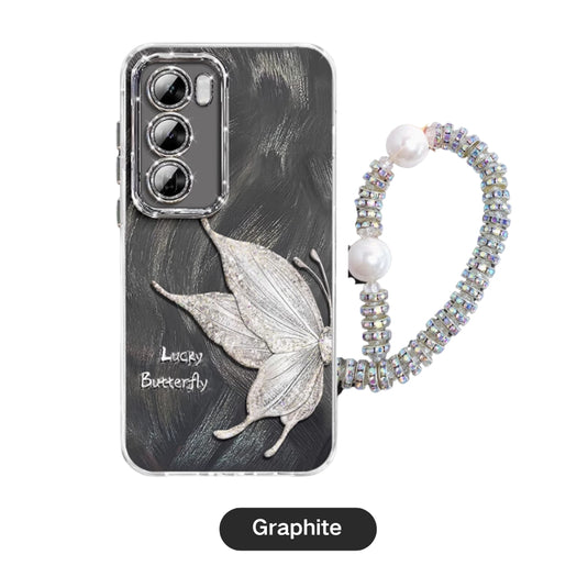 OPPO Reno 12 5G (CPH2625) - Simple Lucky Butterfly Fashion-Forward Series Case With Pearl Hanging Rope