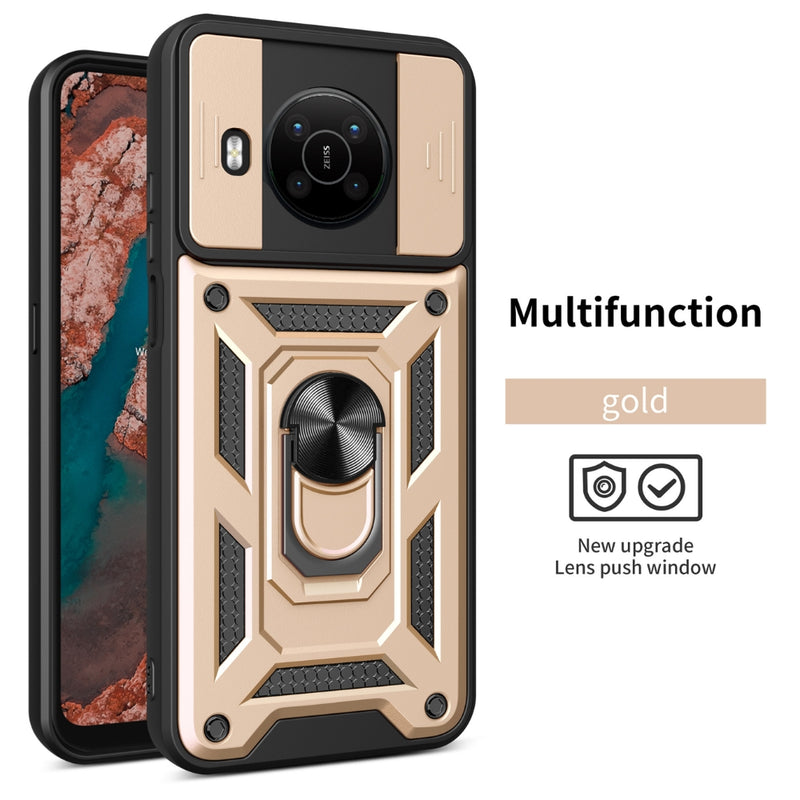 Load image into Gallery viewer, Nokia C10/C20 - Multifunction Sliding Window Heavy Duty Series Case With Finger Ring Stand
