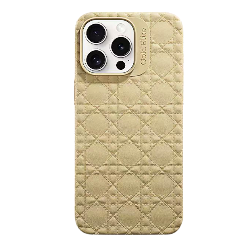 Load image into Gallery viewer, Apple iPhone 15 Pro/Pro Max Rhombic Genuine Leather Anti-drop Essentials Series Case
