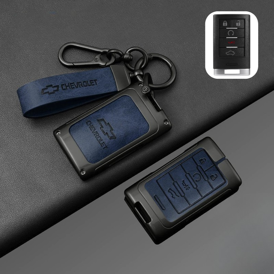 Chevrolet Zinc Alloy + PU Leather Car Key Fob Case Cover For Malibu, Equinox, Trax, Express, Silverado, Captiva