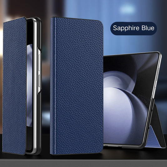 Samsung Galaxy Fold 3 (SM-F926) - Business Magnetic Flip Genuine Leather Series Stand Case