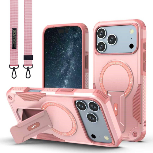 [Magsafe Compatible][With Stand] Apple iPhone 17/Pro/Pro Max/Air Drop-Proof Dual Layer Armor Case With Long Strap