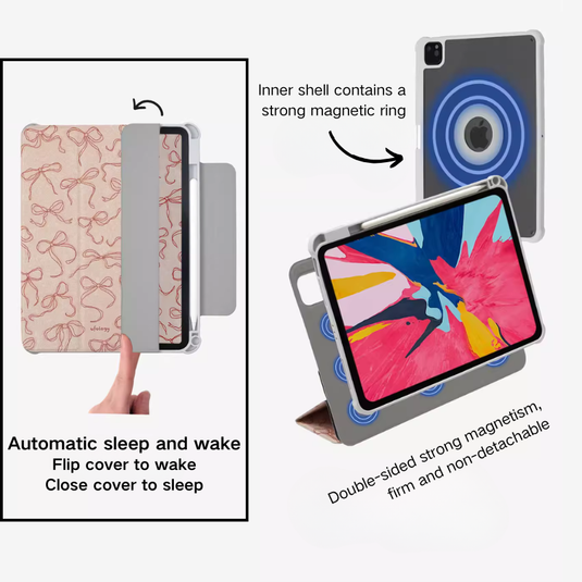 [Detachable][Built-in Pen Slot] Apple iPad 10.9/11'' 10/11th Gen (2022/2025) Bow Design Magnetic Double-Sided Full-Cover Protective Case - i-Station Mobile Phone & Electronic Device Repair and Accessories