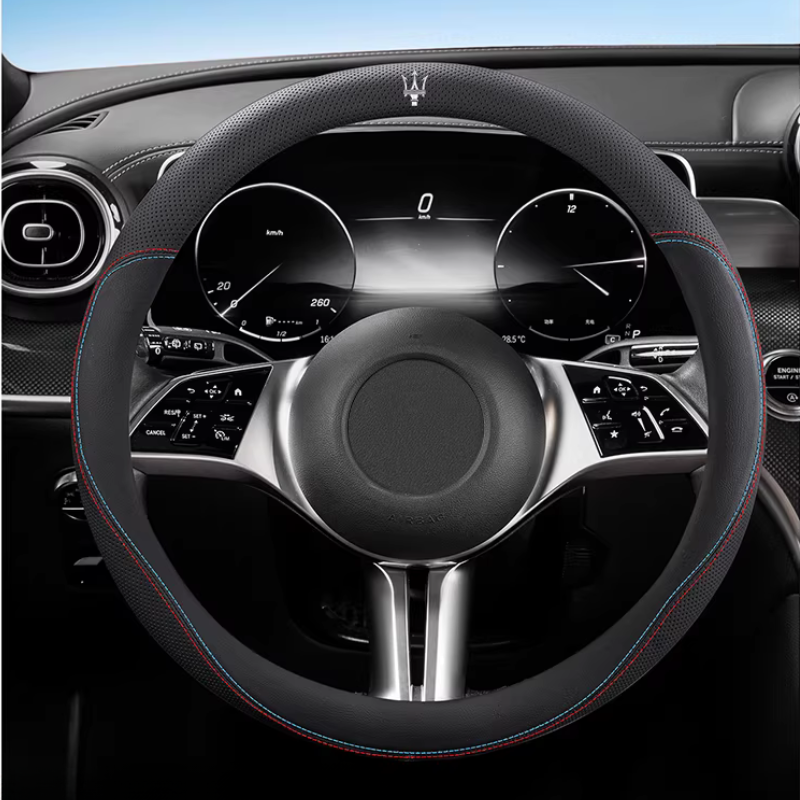 Load image into Gallery viewer, Maserati Nappa Leather Breathable Steering Wheel Cover for Quattroporte, Ghibli, Levante, MC20 - i-Station Mobile Phone &amp; Electronic Device Repair and Accessories
