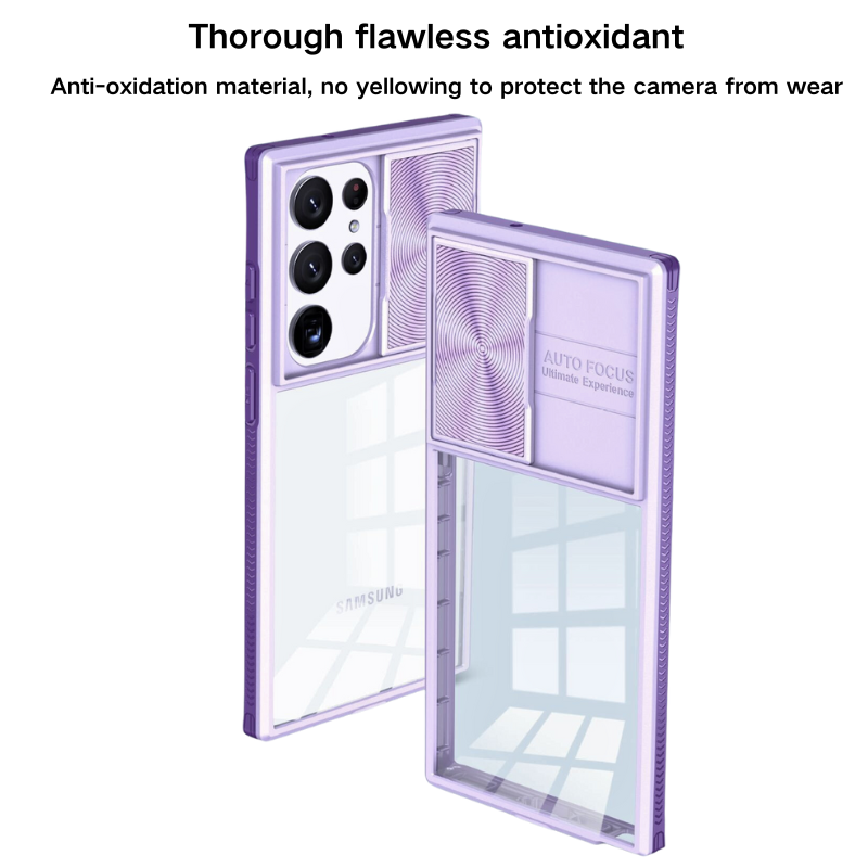 [With Slide Len Cover] Samsung Galaxy S24 SM-S921/Plus SM-S926/Ultra SM-S928 Transparent Shockproof Phone Essentials Series Case - i-Station Mobile Phone & Electronic Device Repair and Accessories