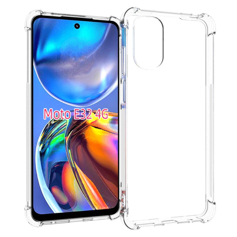 Load image into Gallery viewer, Motorola Moto E32 - AirPillow Cushion Transparent Soft Clear TPU Four Corners Protective Case With 2PC 9H Tempered Glass Screen Protector
