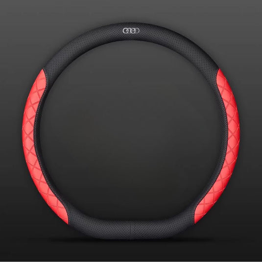 Audi PU Leather Steering Wheel Cover with Heat-Pressed Embossed Texture For A5, A6, A7, A8L, Q2L, Q3, Q4, Q5L, Q7, Q8
