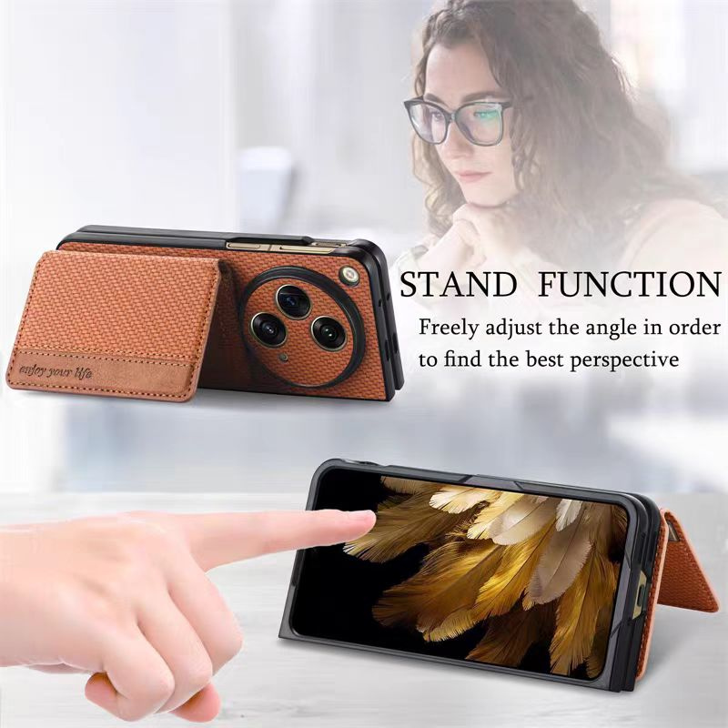 Load image into Gallery viewer, [Buil-in Stand ][With Card Solt] OPPO Find N3 CPH2499 Woven All-inclusive Shockproof Wallet Series Case
