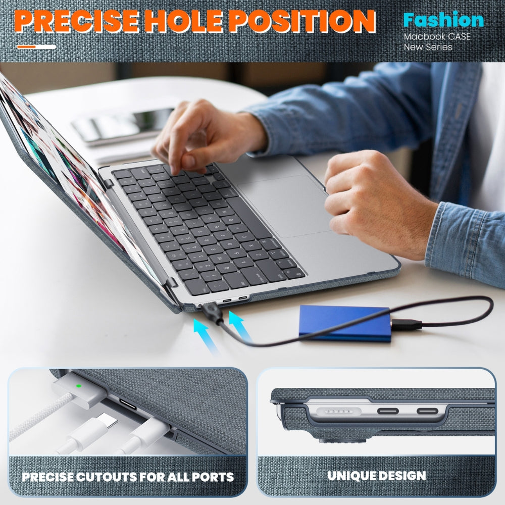 MacBook Air 15.3" M2 & M3 2023 & 2024 (A2941 & A3114) - Fabric Foldable Stand Protective Case - i-Station Mobile Phone & Electronic Device Repair and Accessories