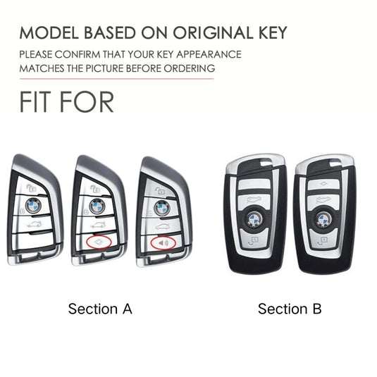 BMW Zinc Alloy + Leather Car Key Protective Case For 1, 3, 4, 5, 6 Serices, X3, X5, X6, X7