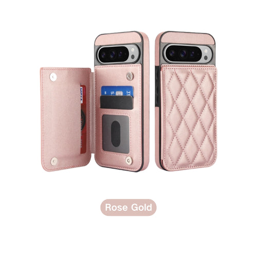 [With Card Slot][Adjustable Stand] Google Pixel 8/8A/8 Pro - Diamond Quilting Anti-fraud PU Leather Flip Wallet Series Case