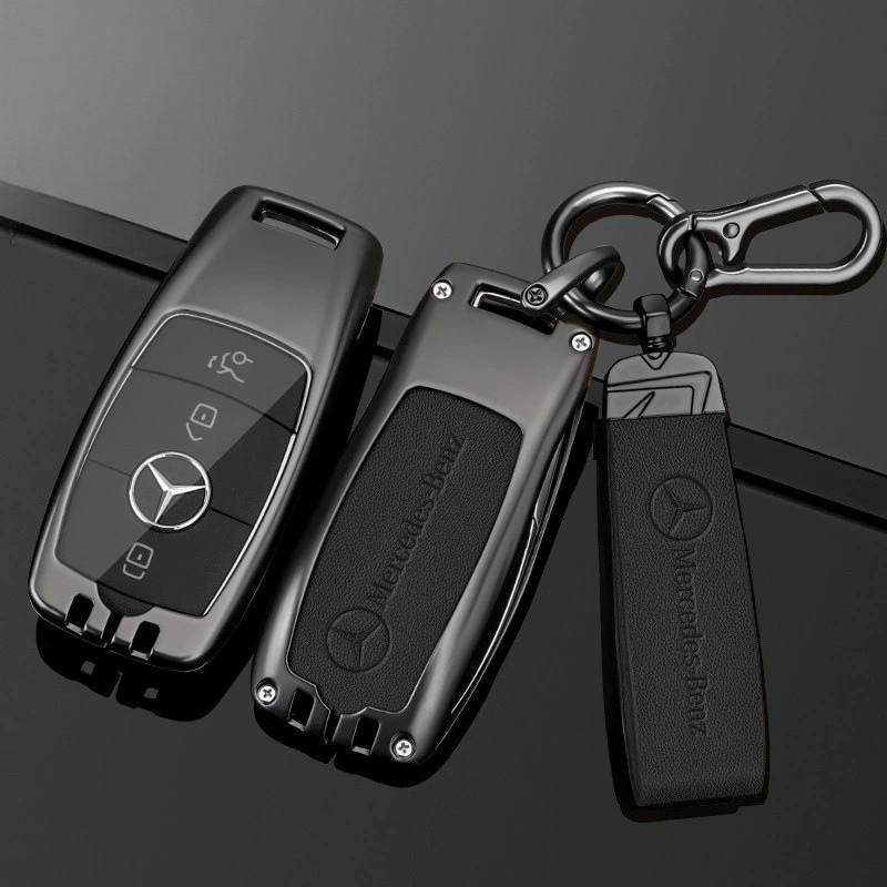 Load image into Gallery viewer, Mercedes Benz Alloy + Leather Protection Car Key Fob Case Cover For Benz A, B, C, E, S, G-Class, GLA, GLB, GLC, GLE, GLS, CLA, CLS, EQC - i-Station Mobile Phone &amp; Electronic Device Repair and Accessories
