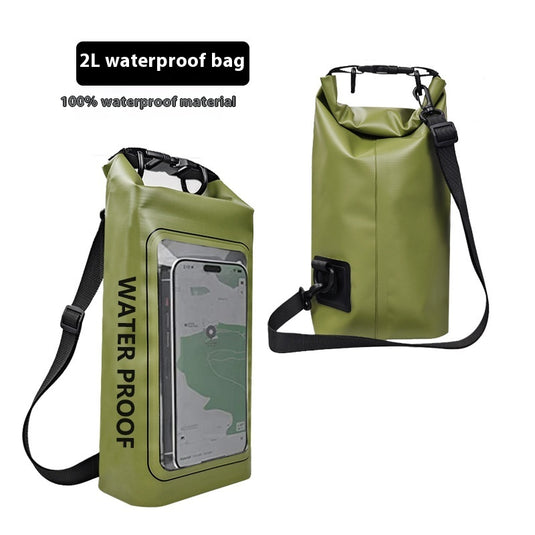 IP68 Waterproof Dry Bag 2L - Roll Top Waterproof Pool Bag,dry bags for kayaking waterproof-w/Phone Pouch,Large Waterproof Phone Pouch,Boating & Kayak Accessories camping