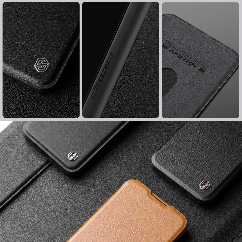 Load image into Gallery viewer, [With Card Slot][Built-in Lens Bracket] Apple iPhone 16/Pro/Pro Max Business Flip Full-cover Shockproof Genuine Leather Series Case
