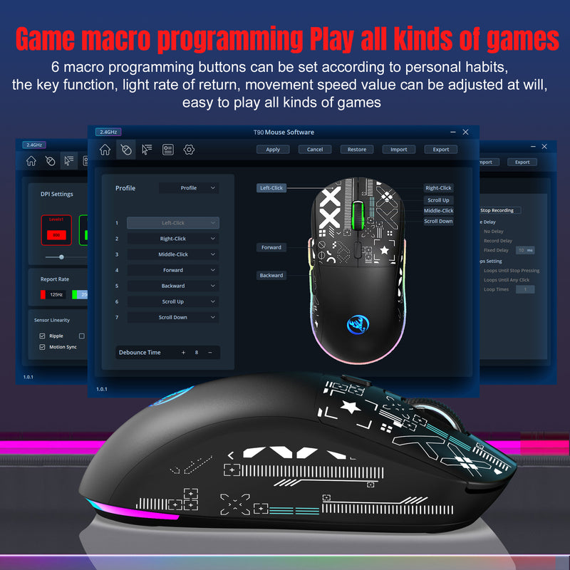 Load image into Gallery viewer, Three-Mode Wireless Bluetooth Mouse Lightweight Noise-Fre 7 Colors RGB Gaming Mouse 3600-DPI
