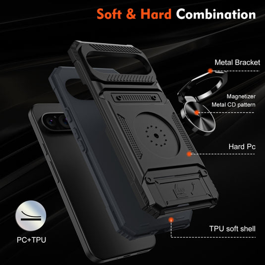 [With Card Slot] Google Pixel 9/Pro/Pro XL - TPU + PC 2 in 1 Drop Proof Magnetic Armor Case