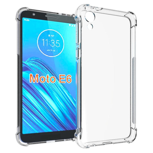 Motorola Moto E6 - AirPillow Cushion Transparent Soft Clear TPU Four Corners Protective Case With 2PC 9H Tempered Glass Screen Protector