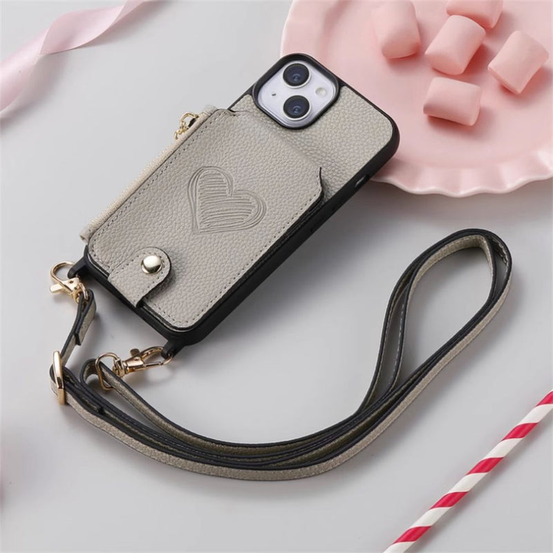 Load image into Gallery viewer, [With Card Slot][Car Magsafe Compatible] Apple iPhone 11/Pro/Max - Women Crossbody Zip Leather Wallet With Lanyard Drop proof Case
