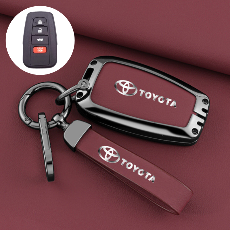 Load image into Gallery viewer, Toyota Full Metal Coverage + PU Leather Car Key Fob Case Cover For Camry, Camry Hybrid, Prius, Avalon, Highlander, Corolla, RAV4, 4Runner - i-Station Mobile Phone &amp; Electronic Device Repair and Accessories
