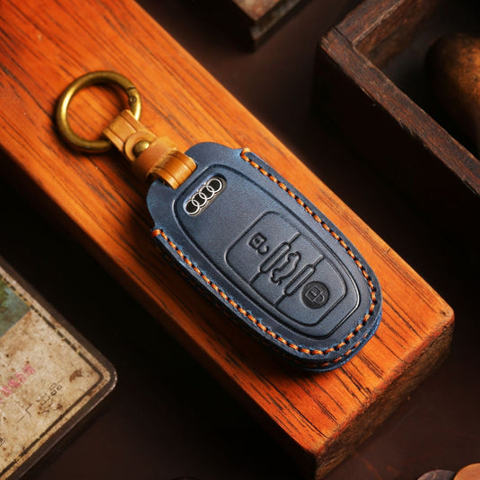 Audi Handcrafted Genuine Leather Car Key Protective Case For A3, A4, A5, A6, A8, Q2, Q5, Q7, Q8, e-tron