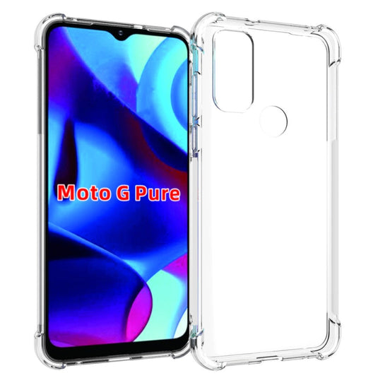 Motorola Moto G Pure - AirPillow Cushion Transparent Soft Clear TPU Four Corners Protective Case With 2PC 9H Tempered Glass Screen Protector