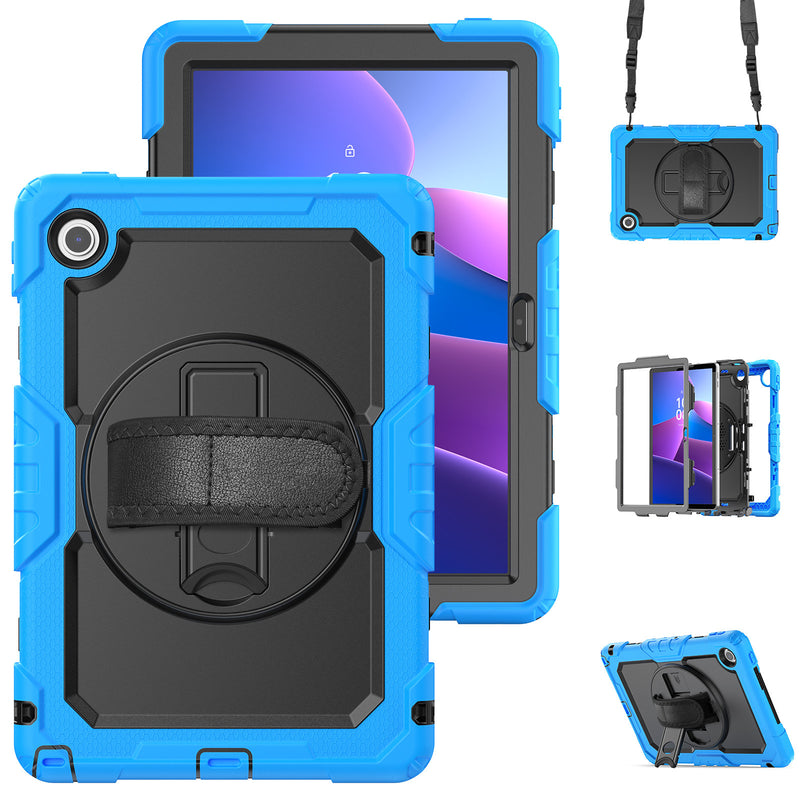 Load image into Gallery viewer, [Built-in Kickstand] Lenovo Tab 10.1&quot; 2025 (TB311FU/TB311XU) - Silicone Full Covered Heavy Duty Series Case With Adjustable Hand Strap
