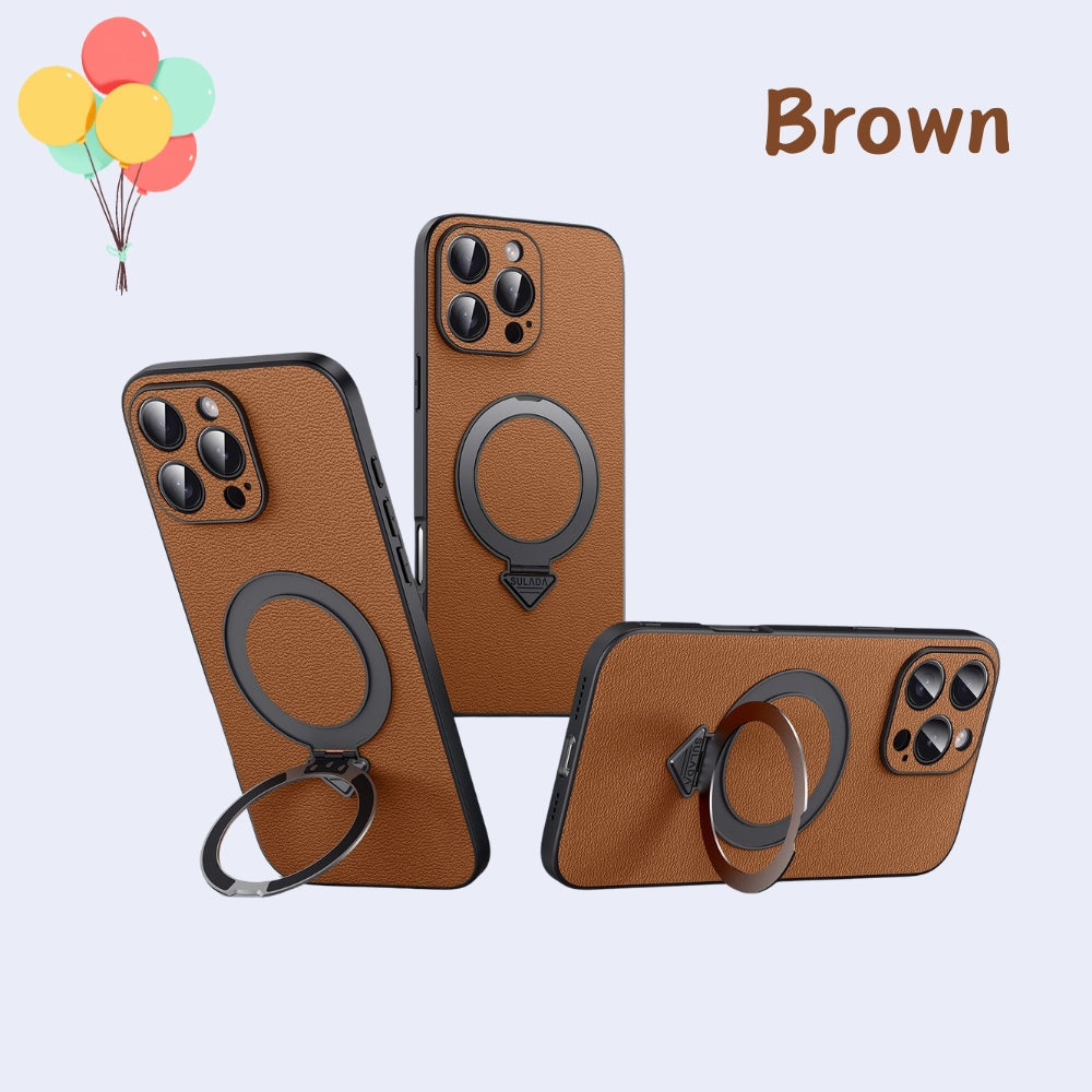 [With Phone Holder][Magsafe Compatible] Apple iPhone 16/Plus/Pro/Max - Durable Magnetic Metal Stand Full Coverage Genuine Leather Series Case - i-Station Mobile Phone & Electronic Device Repair and Accessories