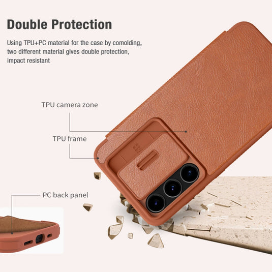 Samsung Galaxy S24 FE - NILLKIN Qin Pro Series Sliding Camera Cover Design Leather Phone Case