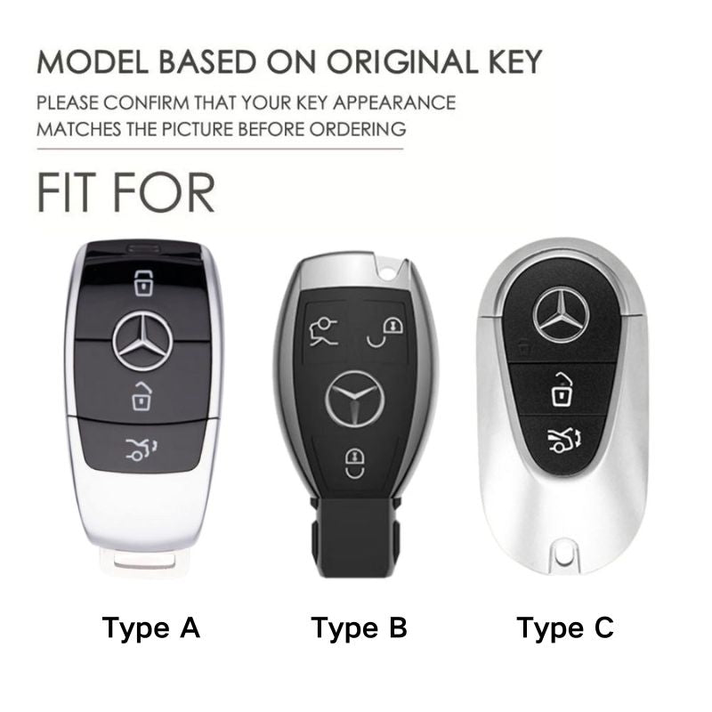 Load image into Gallery viewer, Mercedes Benz Aluminum Alloy Leather Car Key Fob Protection Case Cover For Benz A, C, E, S, G-Class, GLA, GLB, GLC, GLE, GLS, CLA, CLS, EQC
