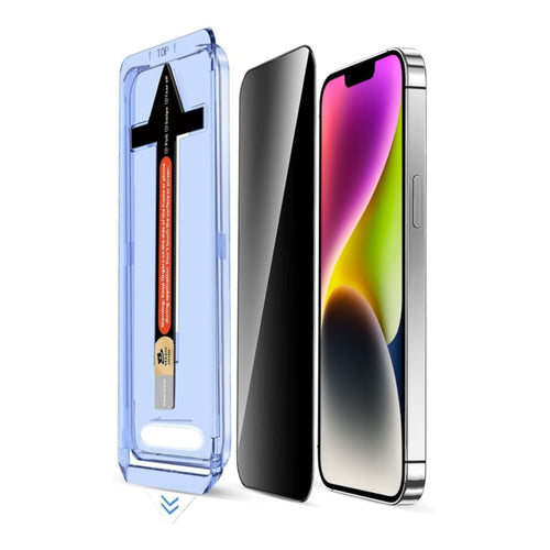 [Easy Automatic Fit Self-Installation Kit] [Privacy] iPhone 14/Plus/Pro/Max - Magic Box Full Covered 9H Hardness HD Tempered Glass Screen Protector