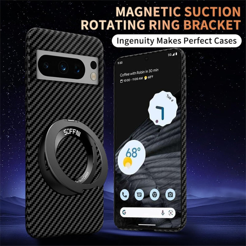 Load image into Gallery viewer, [360° Rotating Bracket] Google Pixel 7/Pro/A - Matte Carbon Fiber Style Magnetic Protective Case
