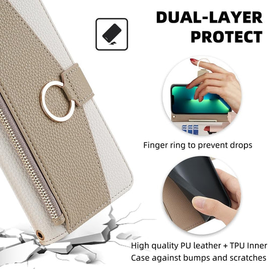 [With Shoulder Strap] OPPO Reno8 5G/Pro - PU leather Crossbody Wallet Style Shockproof Phone Case