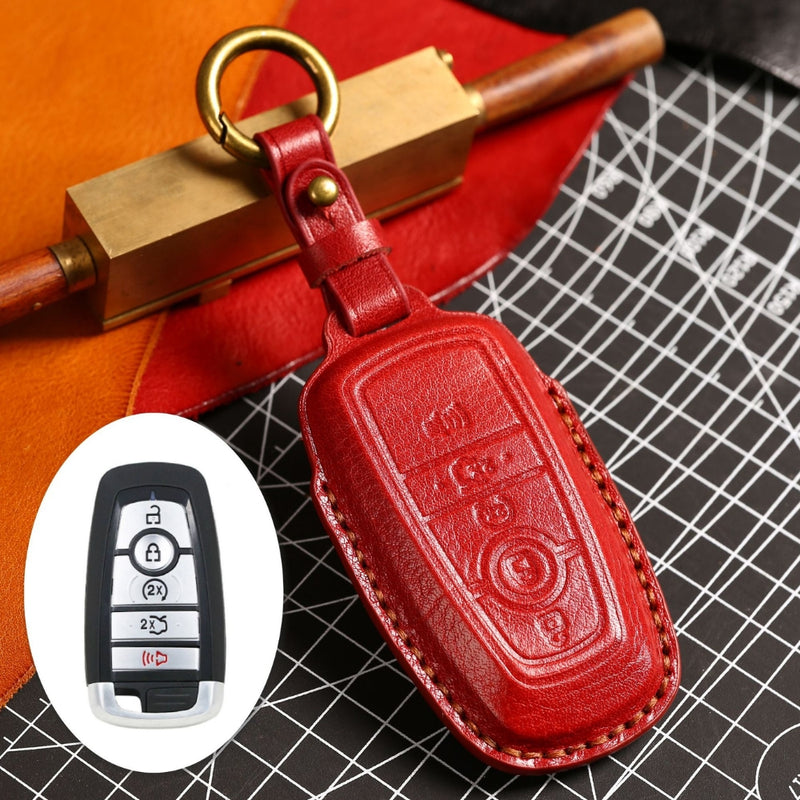 Load image into Gallery viewer, Ford Handcrafted Genuine Leather Folding Key Protective Case For Raptor F-150, Focus, Escort, Mondeo, Edge, Explorer, Mustang
