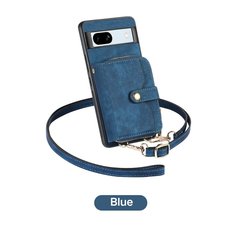 Load image into Gallery viewer, [With Card Slot] Google Pixel 8/8A/8 Pro - Women Crossbody Zip PU Leather Wallet With Lanyard Drop proof Case
