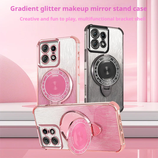 [Built-in Mirror Bracket][Magsafe Compatible] Motorola Moto G54 5G Electroplated Glitter Shockproof Blingbling Series Case