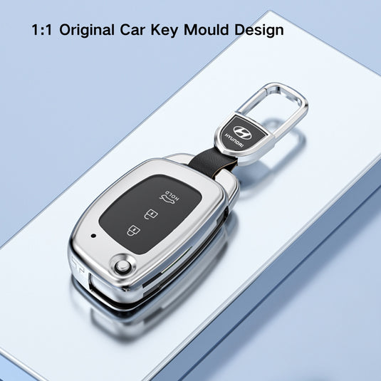 Hyundai Zinc Alloy + Carbon Fiber Texture Car Key Case For Palisade, Elantra, Accent, Kona, Santa Fe, Veloster