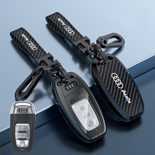 Audi Zinc Alloy + Carbon Fiber Texture Car Key Case For A3, A4, A5, A6, Q2, Q3, Q5, Q7, Q8, e-tron