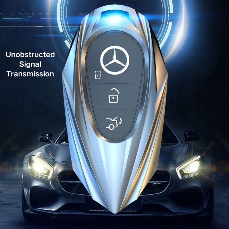 Load image into Gallery viewer, Mercedes Benz Mecha Style Zinc Alloy Key Case For Benz A, B, C, E, S, G-Class, GLA, GLB, GLC, GLE, GLS, CLA, CLS, EQC
