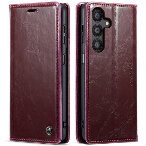 [With Card Slot] Samsung Galaxy A35 5G (A356) - Magnetic Flip PU Leather Wallet Series Stand Case