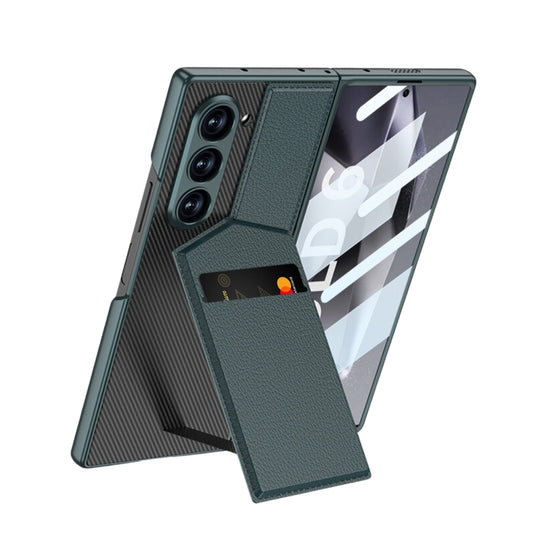 [With Card Slot] Samsung Galaxy Z Fold 6 (SM-F956) - Shell-membrane Integrated Magnetic Card Holder Stand Case