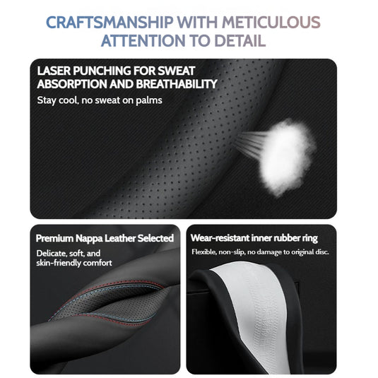 Maserati Premium Nappa Leather Breathable Ultra-Thin Non-Slip Steering Wheel Cover For Quattroporte, Ghibli, Levante - i-Station Mobile Phone & Electronic Device Repair and Accessories