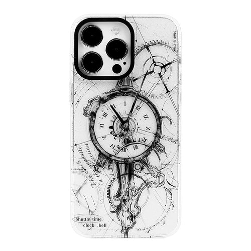 Apple iPhone 14/Pro/Pro Max Reverse Direction Clock Design Phone Case Shockproof Fashion Series Case