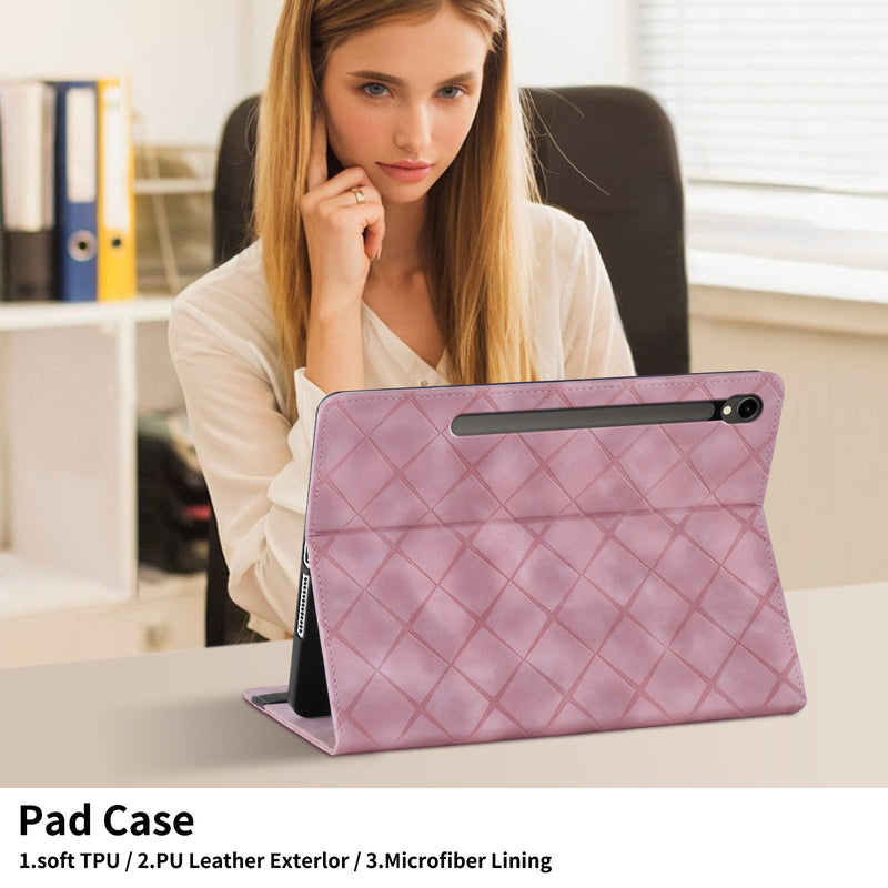 Load image into Gallery viewer, [With Card Slot] Samsung Galaxy Tab S10 FE Plus (2025) 13.1&quot; - Diamond Pattern Leather Shockproof Case
