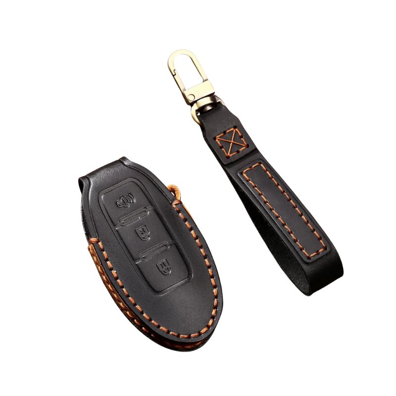 Load image into Gallery viewer, Nissan Handcrafted Genuine Leather Car Key Fob Case Cover For Altima, Rogue, Sentra, Pathfinder, Frontier, Maxima, Titan, Murano, Kicks, Juke, Qashqai, X-Trail
